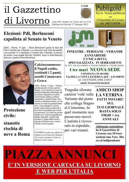 ilgazzettino 17012013 - il gazzettino di Livorno