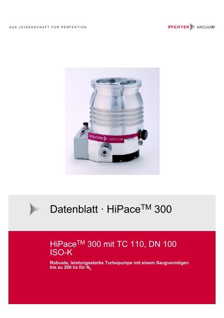 Datenblatt Ã‚Â· Hybridgelagert HiPaceTM 300 mit TC ... - Pfeiffer Vacuum