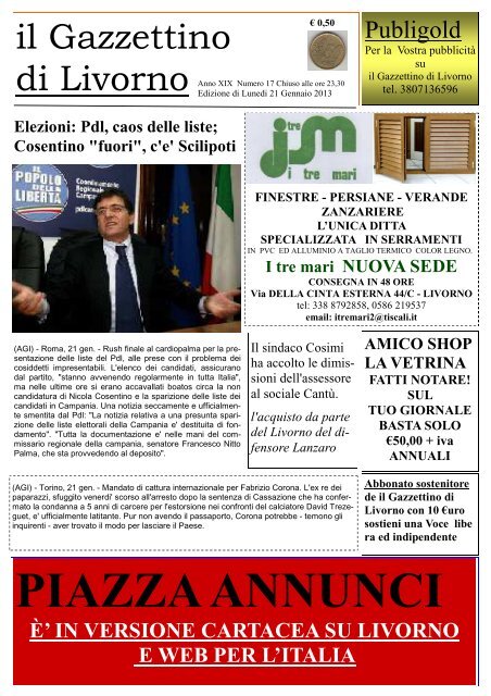 ilgazzettino 21012013 - il gazzettino di Livorno