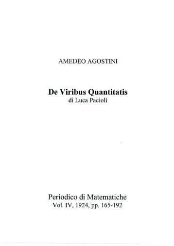 3b. Amedeo Agostini - De Viribus Quantitatis di Luca Pacioli