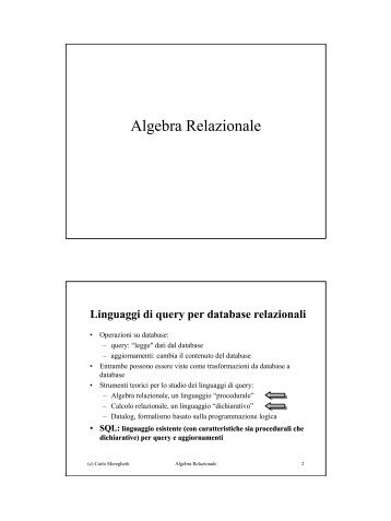 Algebra Relazionale - Virgilio