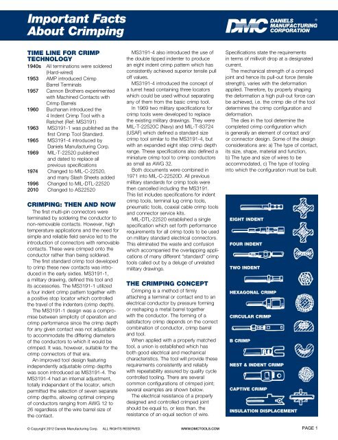 Dmc Crimp Die Chart