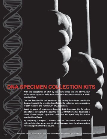 DNA Specimen Collection Kits - 2009 - Tri-Tech Forensics
