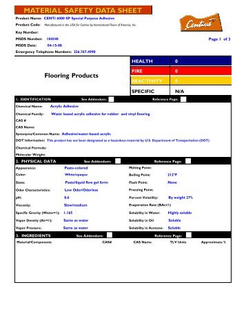 centi sp 6000 msda - CFD Commercial Flooring