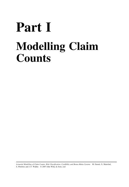 Actuarial Modelling of Claim Counts Risk Classification, Credibility ...