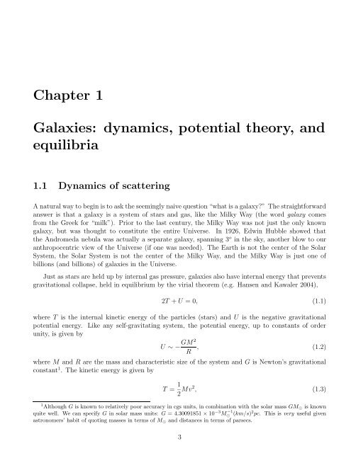 Chapter 1 Galaxies: dynamics, potential theory, and equilibria