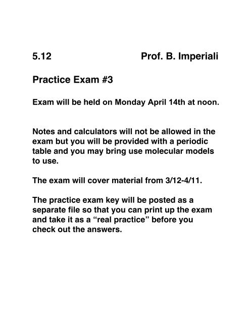 Exam: organic 1 exam 3