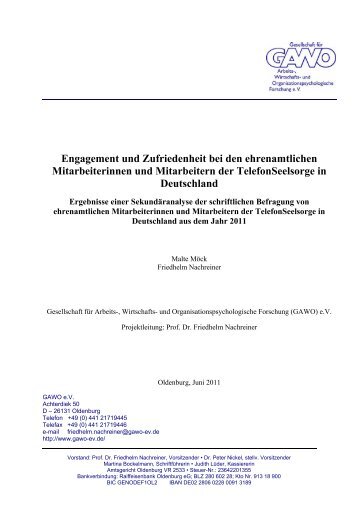 Engagement und Zufriedenheit bei den ... - Telefonseelsorge