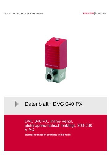 Datenblatt · Inline-Ventile - Pfeiffer Vacuum