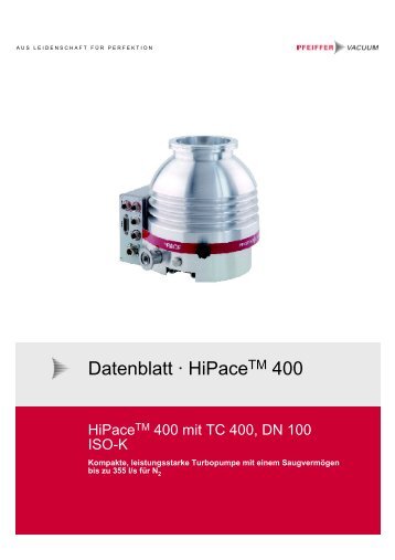 Datenblatt Ã‚Â· Hybridgelagert HiPaceTM 400 mit TC ... - Pfeiffer Vacuum