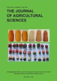 THE JOURNAL OF AGRICULTURAL SCIENCES - Sabaragamuwa ...