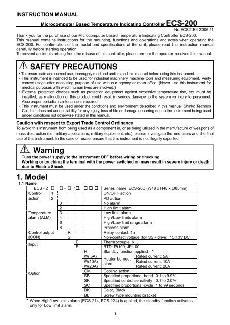 ECS-200 manual E4.pdf - Temperature Controls