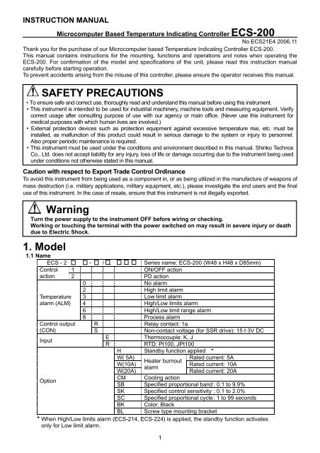 Ecs 200 Manual E4 Pdf Temperature Controls