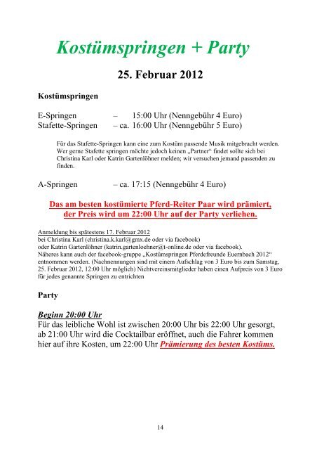 Programmheft 2012 - Pferdefreunde Euernbach