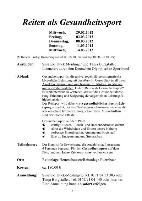 Programmheft 2012 - Pferdefreunde Euernbach