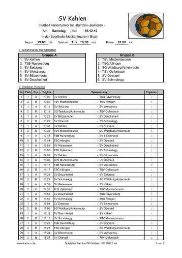 Spielplan Bambini SV Kehlen 16122012 - TSG Ailingen - Fußball