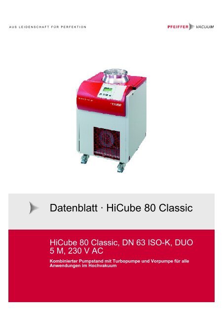 Datenblatt · Turbopumpstände HiCube 80 Classic ... - Pfeiffer Vacuum