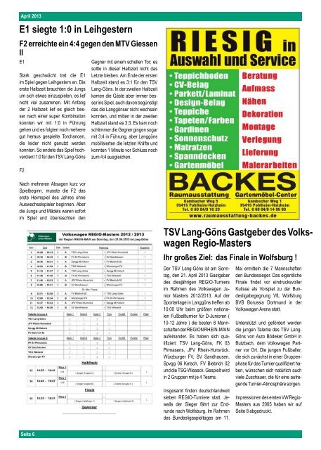 Ausgabe April 2013 - Home: TSV LanggÃ¶ns Abt. FuÃball