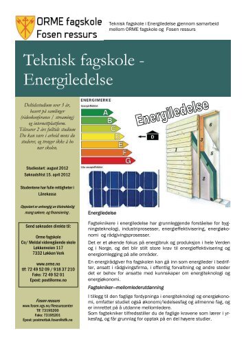 Produktblad Energiledelse - ORME fagskole