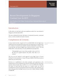 Recent Developments In Singapore Contract Law In 2013