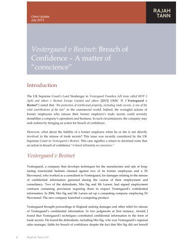 Vestergaard v Bestnet - Singapore Law Watch