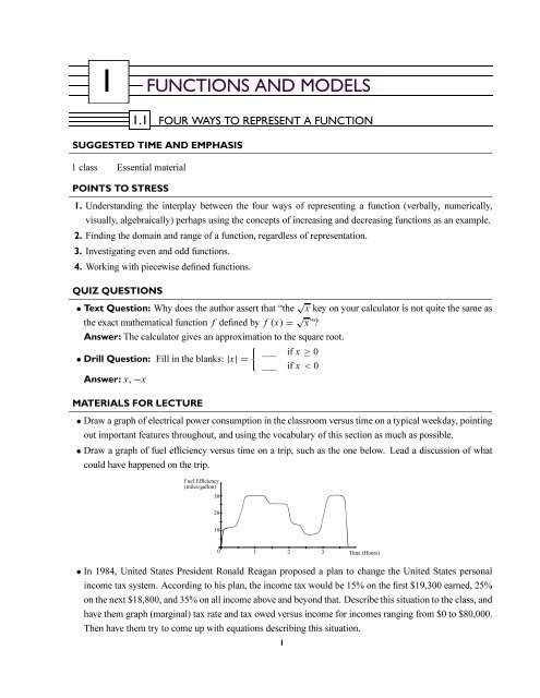 1 FUNCTIONS AND MODELS