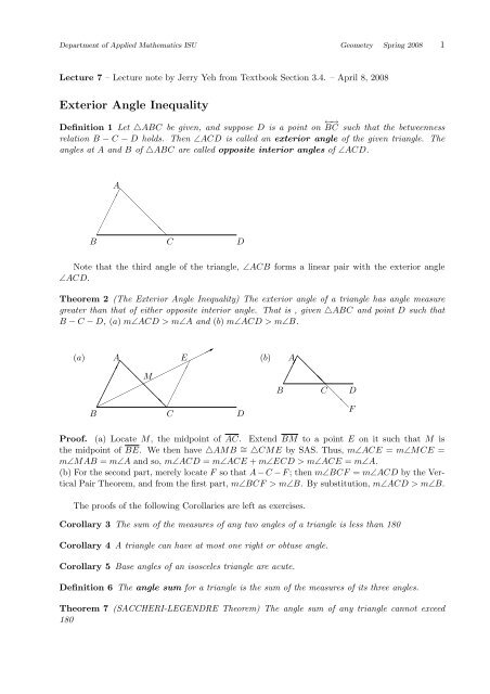 Exterior Angle Inequality