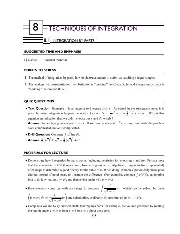 8 TECHNIQUES OF INTEGRATION