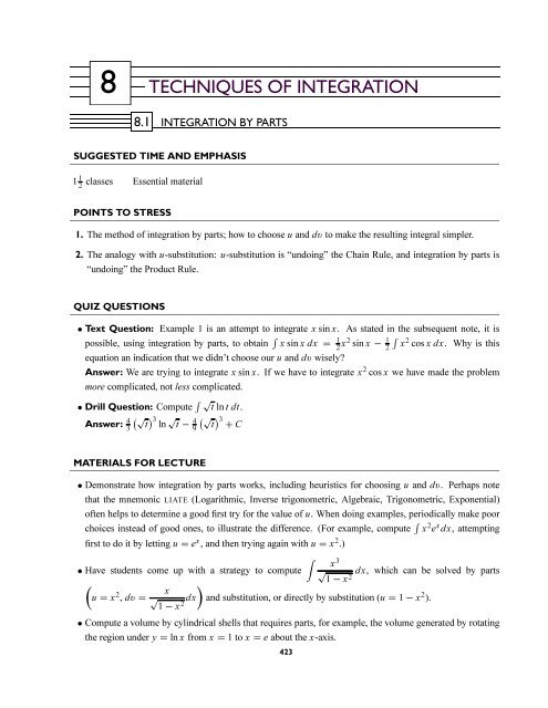 8 TECHNIQUES OF INTEGRATION