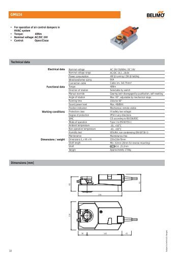 Technical data Dimensions [mm] - Belimo Actuators (Shanghai)