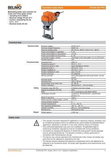 Technical data sheet EV24A-SZ-TPC - Belimo.eu