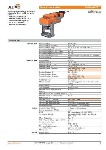 Technical data sheet NV24A-MP-TPC - Belimo