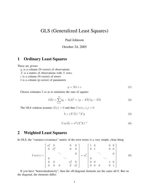 GLS (Generalized Least Squares) - Paul Johnson Homepage