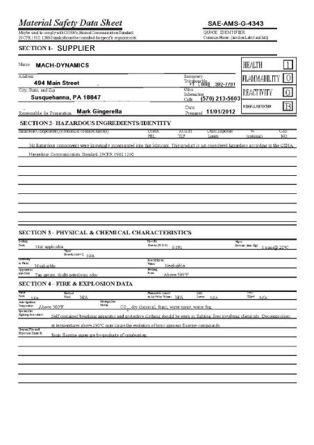 MSDS SAE-AMS-G-4343 - Mach-Dynamics