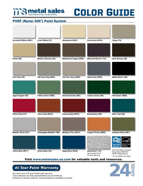 Kynar 500 Paint Color Chart