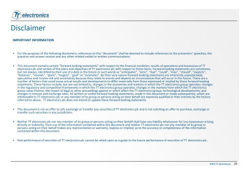 Company Overview - TT electronics Showcase - TT electronics plc