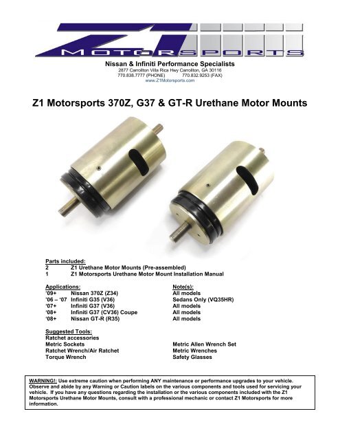 Z1 370Z G37 R35 Urethane Mount Kit.pdf 362KB Jan 03 2012 03:50 ...