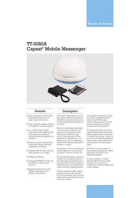 Thrane Mobile Messenger Brochure - Explorer Satellite