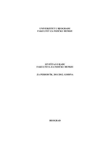 годишњи извештај рада факултета - Fakultet za fizičku hemiju