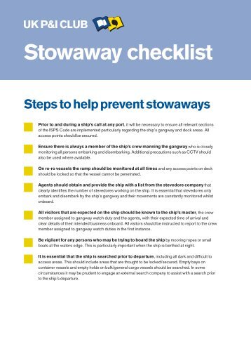 Loss prevention - Stowaway checklist - Thomas Miller