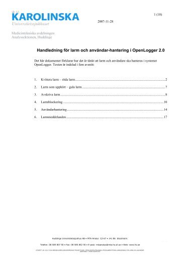 Handledning för larm och användar-hantering i OpenLogger 2.0