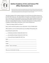DaVinci Academy of Arts and Science PTO Officer Nomination Form