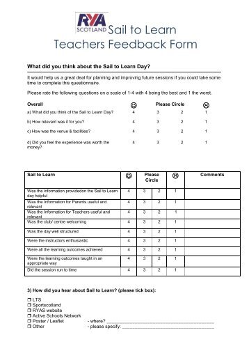 Feedback Form - RYA Scotland