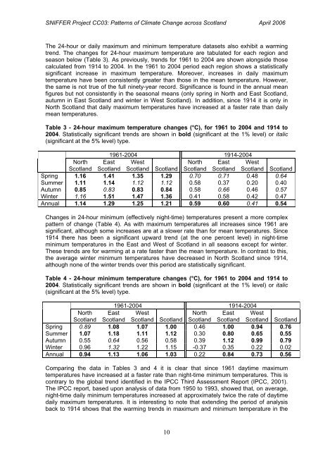 Patterns of climate change across Scotland: technical report - Sniffer