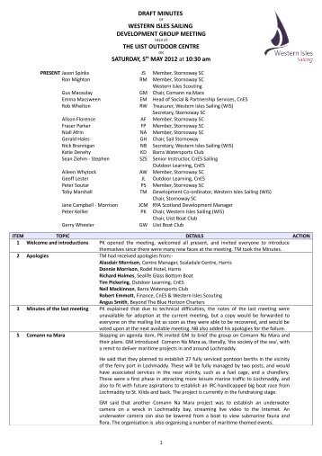 DRAFT MINUTES WESTERN ISLES SAILING ... - RYA Scotland