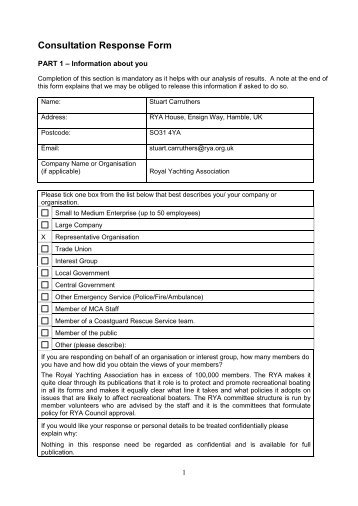 Consultation Response Form - RYA Scotland