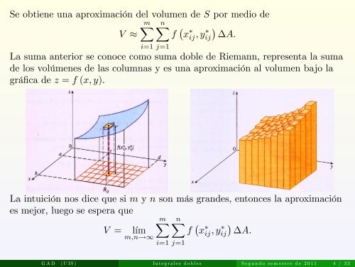 Integrales multiples - Escuela de MatemÃ¡ticas de la UIS