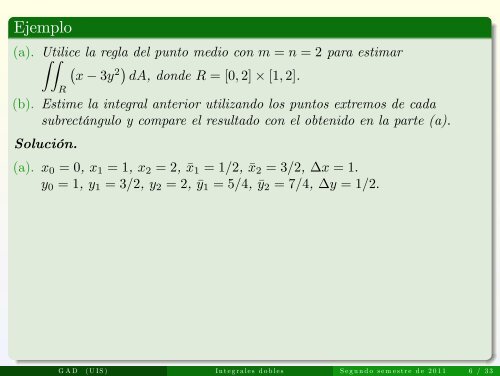 Integrales multiples - Escuela de MatemÃ¡ticas de la UIS