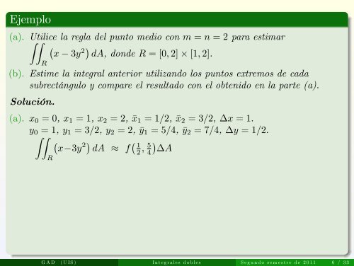 Integrales multiples - Escuela de MatemÃ¡ticas de la UIS