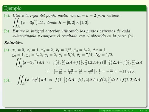 Integrales multiples - Escuela de MatemÃ¡ticas de la UIS